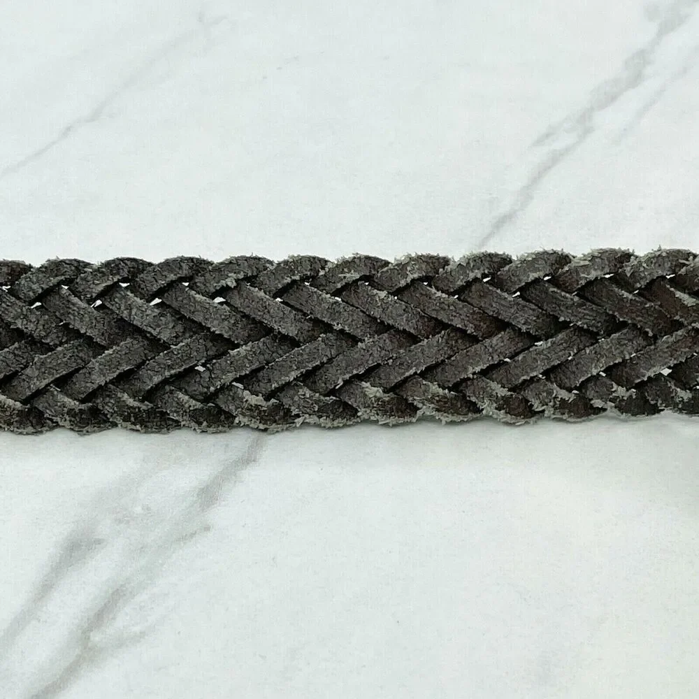 Brown Braided Woven Genuine Leather Belt Size Medium M Kids Youth